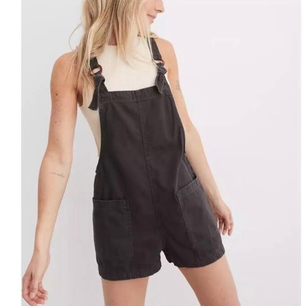 Aerie Black Short Overalls